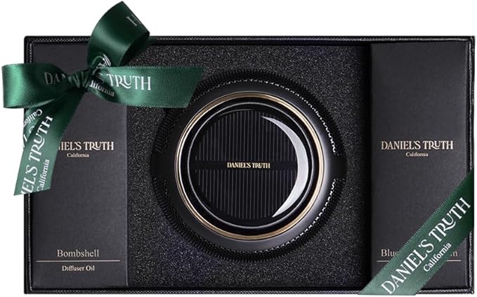 Daniel's Truth Solar-Powered Car Air Freshener Set 2 x 15ml (0.5oz) Bottles – Signiture Bombshelluth &amp Magnolia Hill Scents K-Beauty Designed Rotating Essential Oil Diffuser 30ml (1oz) Total