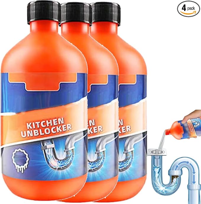 Dredging Agent Kitchen Unblocker Pipeline Dredging Agent Foaming Lemon Drain Cleaner Powerful Pipe Dredging Agent Pipe Unclogging Dissolving Agent for Kitchen Sink Drain (4)