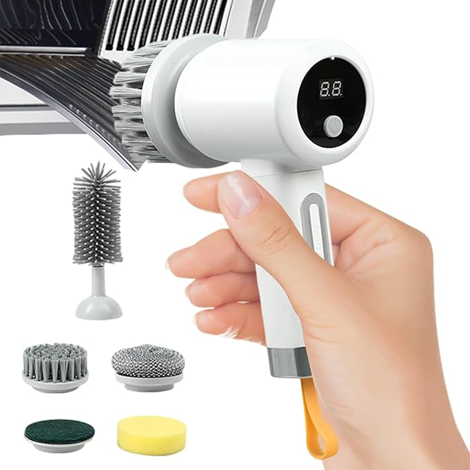 Bathroom Scrubber | 3-Level Electric Household Tool with 5 Brush HeadsShower Cleaner Brush | for Bathtub Tile Grout Floor Toilet Kitchen Wall Home Household Apartment Car Baseboard Washing