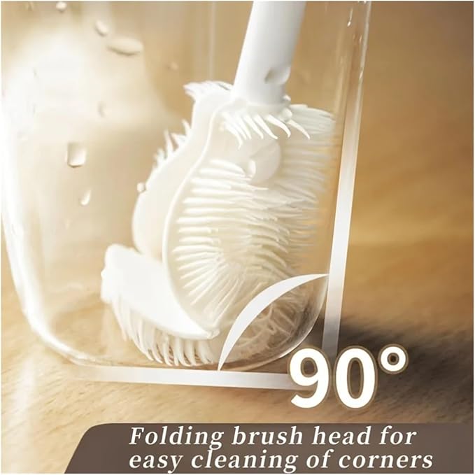 3pcs with Foldable Head Bendable Cup Cleaner Long Handle Bottle Glass 360° Full Cleaning Silicone Brush