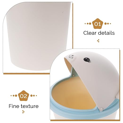 Unomor Desktop Trash Bin with Swing Lid Cute Wastebasket for Home Office for Living Bedroom and Desk Organization Odor Reducing Design