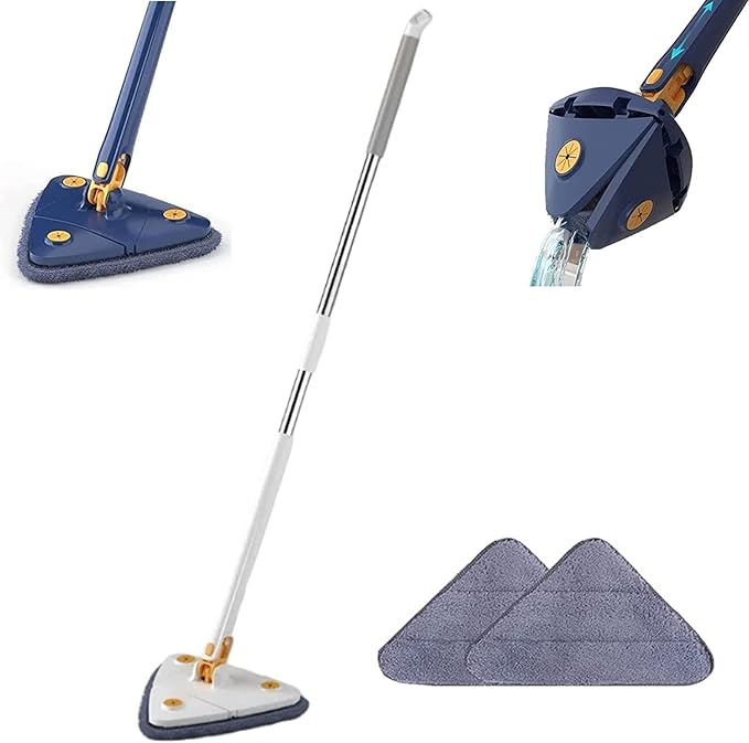 Triangle Cleaning Mop 360 Degree Rotating Mop Multifunctional Cleaning Tool with Adjustable Handle Home Wringing Lazy Spin 12027(C)