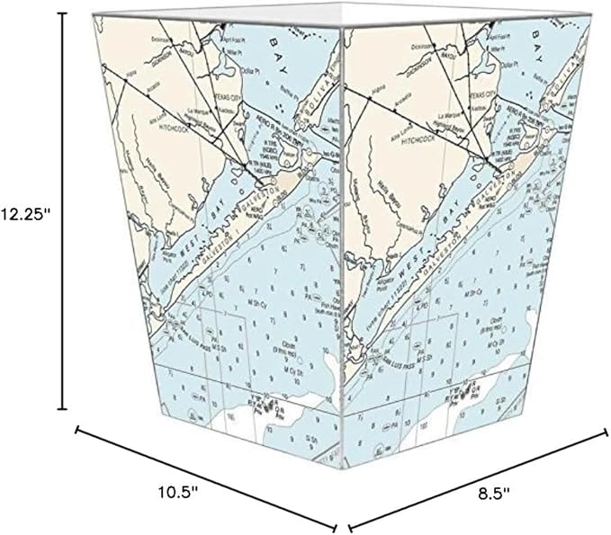 Marye-Kelley WB2895 - Galveston Texas Nautical Chart Wastepaper Basket