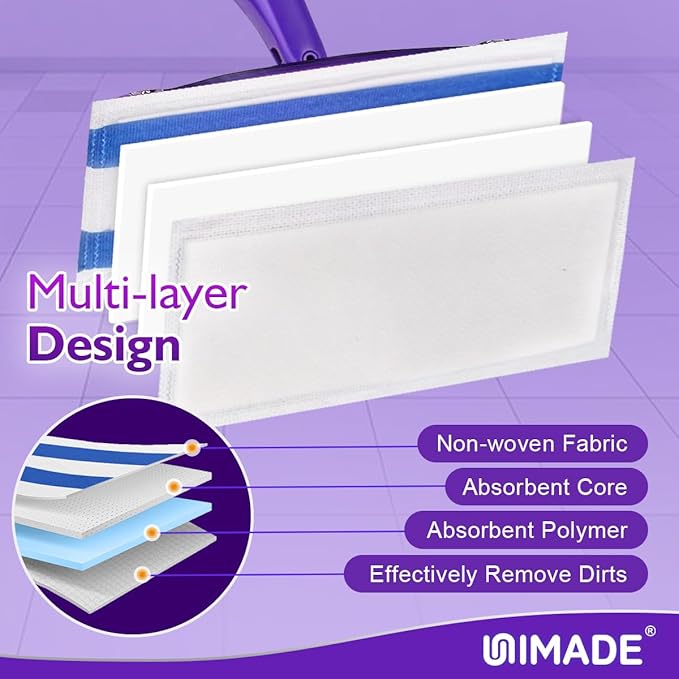 100 Count Mop Pad Refill Compatible with Swiffer WetJet Disposable Multi-Layers Mopping Pads for All Hard Surface Especially Hardwood Floor Super Absorbent Spray Mopping Pad Refills