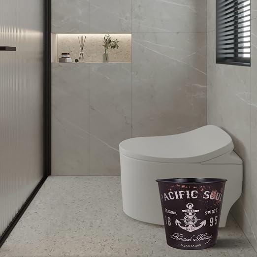 Alipis Home Trash Bin Large Capacity Iron Waste Basket Decorative Waste Paper Bucket for Living Room