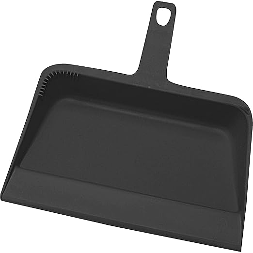 Genuine Joe GJO02406 Heavy-Duty Black Plastic Dust Pan 12-inch (Pack of 12)