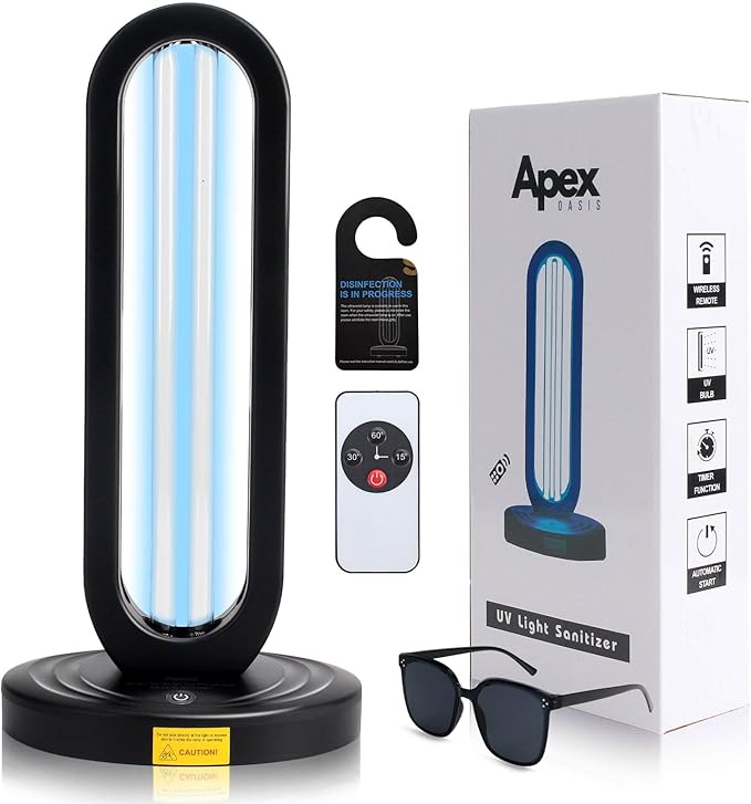 UV Ozone Sanitizer UV Light Sanitizer for Room with Remote Control Home Disinfection Device for Large Areas 15/30/60 Minutes Timer for Bedroom Kitchen Bathroom Office