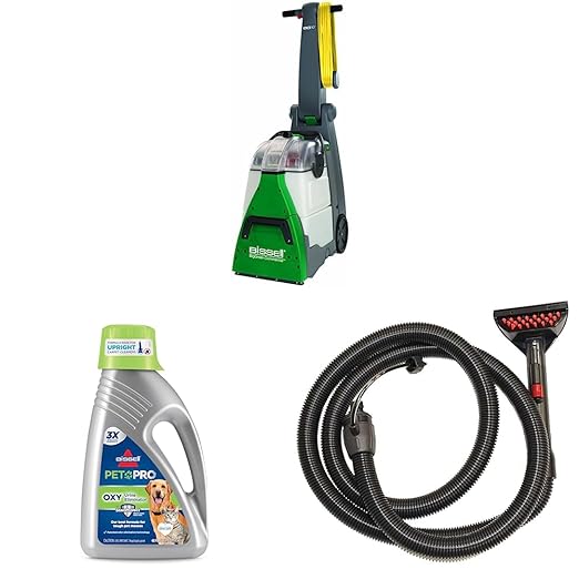 Bissell BigGreen Commercial BG10 Deep Cleaning 2 Motor Extractor Machine &amp Professional Pet Urine Eliminator + Oxy Carpet Cleaning Formula &amp Hose &amp Upholstery Tool 30G