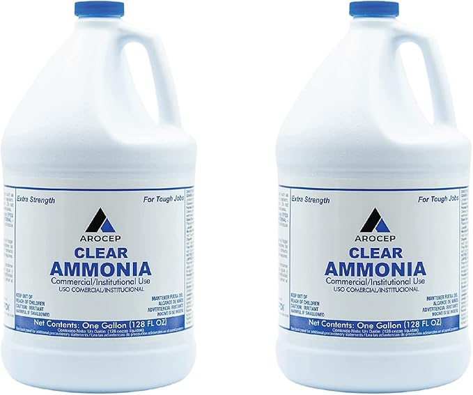 Clear Ammonia Cleaner Liquid 2 Gallon Multipurpose Multi-Surface Cleaning Solution Removes Grease Hard Water Stains and Odors Kitchen and Bathroom Use