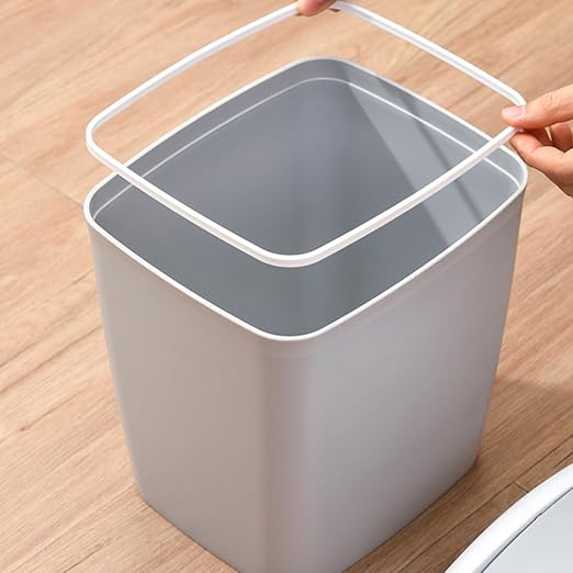 KESYOO Swing Top Trash Can with Lid Plastic Bathroom Garbage Can Gray-White Square Multi-Use Wastebasket for Kitchen Living Room Office and Bedroom Use
