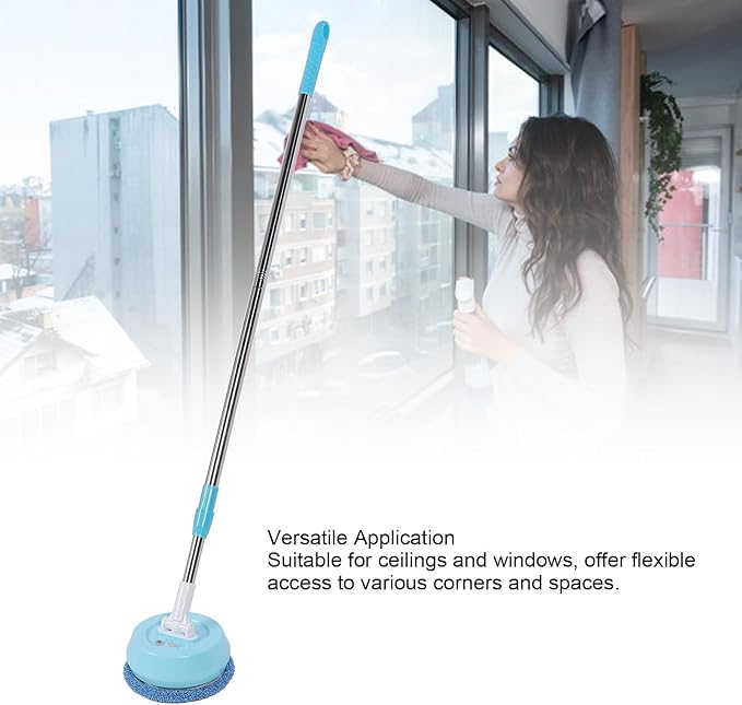 Cordless Electric Mop Cordless Power Mop with Flexible Head and Telescoping Rod Powerful Spin Cleaning for Floor Window Ceiling Includes 6Pcs Accessories for Home Use (Style 1)