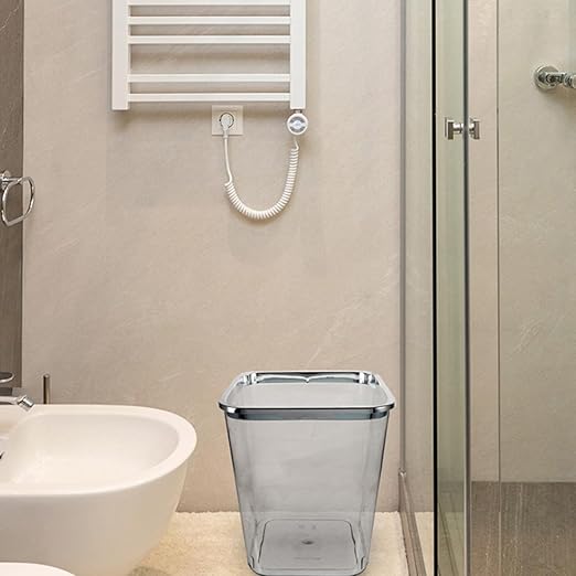 BESPORTBLE Large Trash Can 12L Plastic Wastebasket with Electroplated Pressed Ring Lid Household Garbage Bin for Bathroom Kitchen Home Use