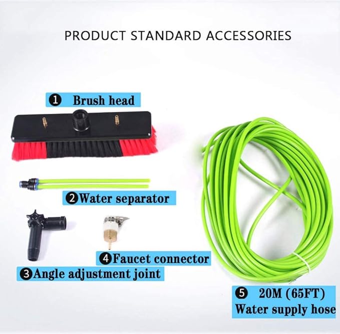 Window Clean Pole Cleaning Photovoltaic and Solar Panels Cars Caravan Truck Campers and Buses Car Wash Water Brush 3-12M/6M Rod/50Cm Brush Head