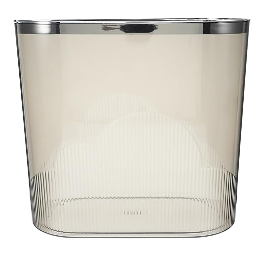 TOYANDONA Plastic Trash Can with Pressed Rim Gray Household Garbage Bin for Bathroom Kitchen Living Room Office Wastebasket Narrow Space-Saving Rubbish Container