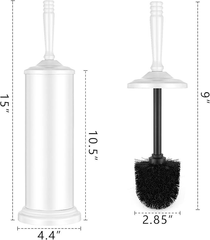 Stainless Steel Toilet Brush and HolderToilet Bowl Brush with Long Handle for BathroomToilet Brushes-Space SavingCovered Brush Durable Deep CleaningSplash Resistant (White)