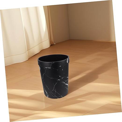 GLEAVI Elegant Marble Pattern Trash Can Medium Wastebasket for Office Bathroom and -Saving Design for Modern Interiors Versatile Garbage Bin for Home Use