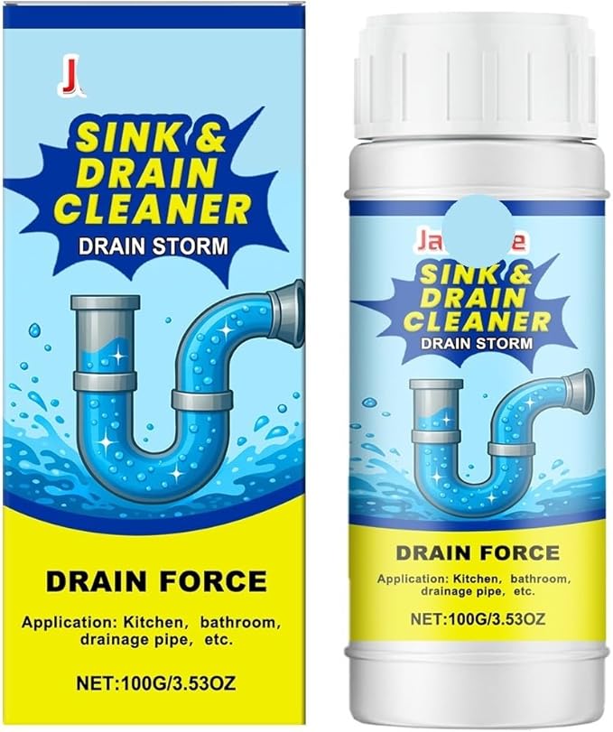 Powerful Drain Unblocker for Kitchen and Toilet - Dissolves Grease &amp Food Residue Fast Eliminates Odors Keeps Drains Clear(1PCS)