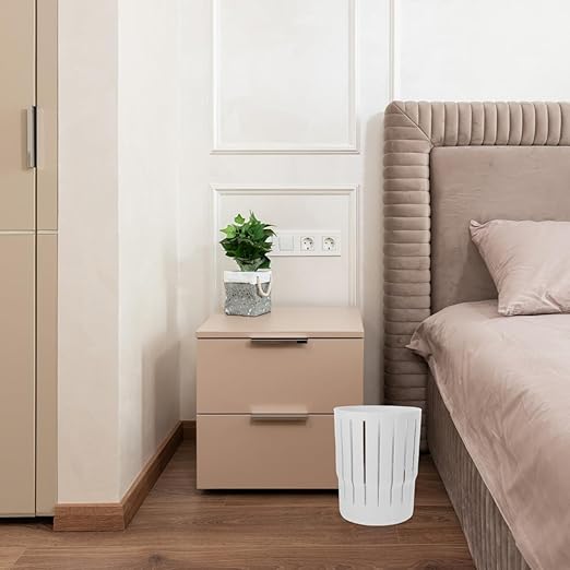 TIDTALEO Hollow-Out Small Trash Can Thick Open-Top Garbage Bucket White for Office Bathroom Bedroom Multi-Function Wastebasket
