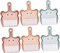 Wakauto Mini Portable Dustpan and Hand Broom Set 6pcs Small Desk Cleaning Brush Combo in Sky Blue Light Brown and Wheat Colors for Home Office and Keyboard Cleaning