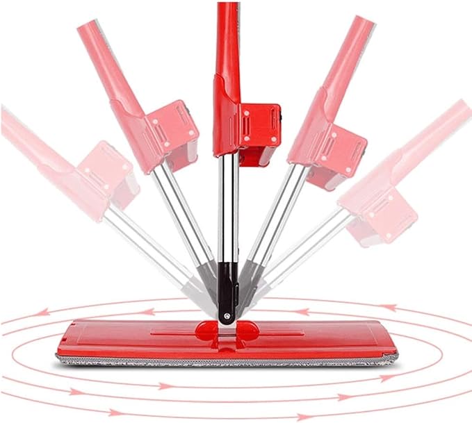 Clean Microfiber Flat Mop Hands-Free Self-Wringing Telescopic Stainless Steel 180 Degrees for Home Kitchen and All Floor Surfaces with Handle