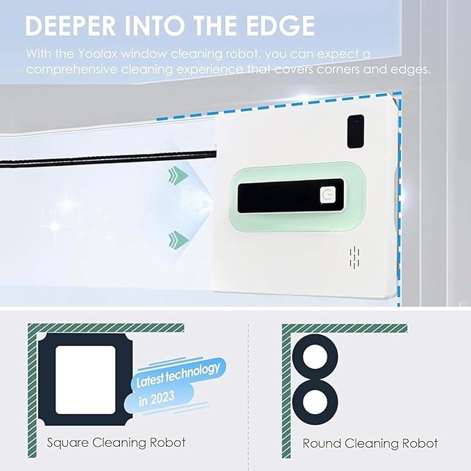 Window Cleaner Robot 50ML Dual Water Tank 3000Pa Strong Suction Smart Window Cleaning RobotRemote Control Robot Window Cleaner Suitable for Outdoor/Indoor High Rise Windows