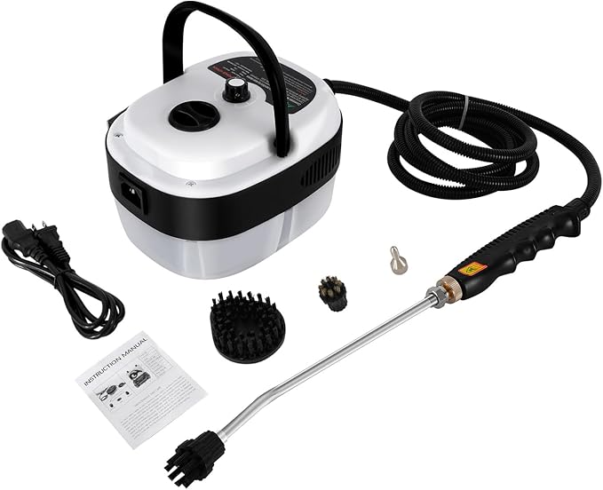 Pressurized Steam Cleaner 1L Tank Handheld Pressurized Steam Cleaners 20s Fast Heat-Up 6-Gear Adjustment Portable Steam Cleaner Multi-Surface Deep Cleaning for Kitchen/Car/Bathroom