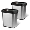 TooCust 2 Pack Stainless Steel Trash Can 2 Gallon Open Top Trash Can 7 x 10 x 11 Rectangle Rubbish Bin Slim and Narrow No Lid Small Wastebasketfor Kitchen Bathroom Living Room Office