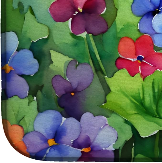 Caroline's Treasures DAC1648DDM Illinois Violet in Watercolor Dish Drying Mat Absorbent Dish Drying Mat Pad for Kitchen Counter Dish Drainer Mat for Countertop 14 x 21 Multicolor