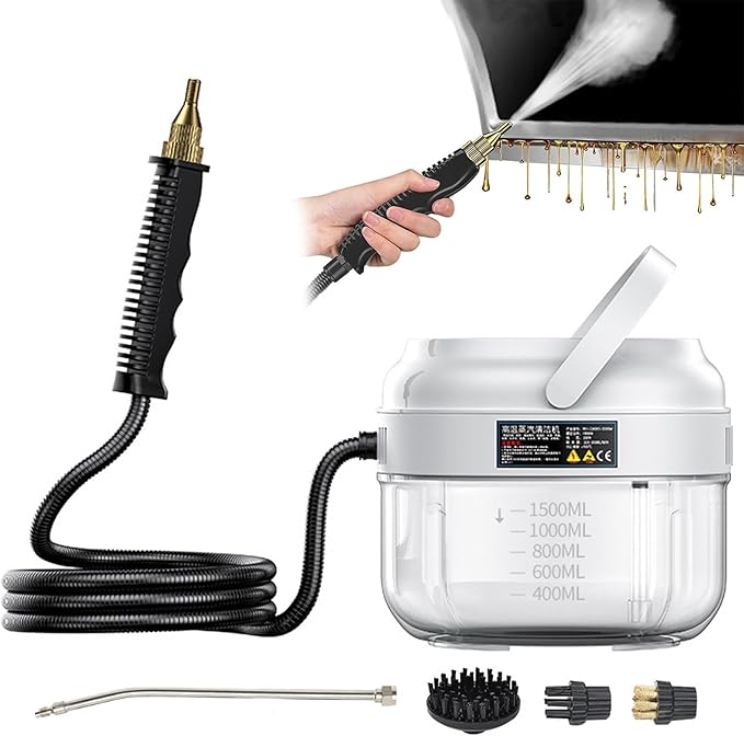 COYEUX 1500ml Water Tank High Pressure Steam Cleaner Handheld Steam Cleaner Touch Screen + 6 Adjustable Steam Levels for Home Kitchen Hood Car Cleaning