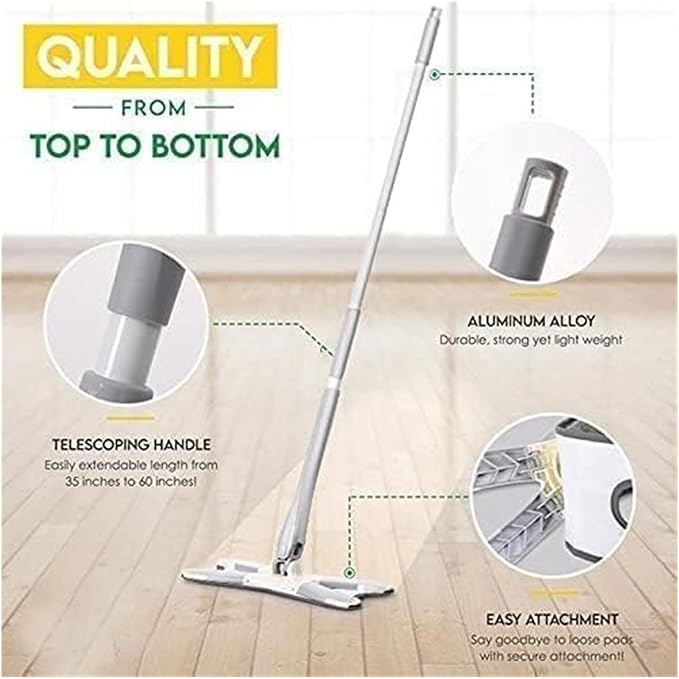 Wet &amp Dry Adjustable X-Shaped Twist Floor Cleaning Mop Long Handle 360 Rotatable Glass Cleaner Squeeze Wiper Hardwood(3pcs Cloth)