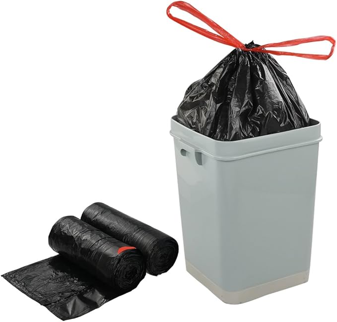 Teyyvn 6 Gallon Black Trash Bag Drawstring 220 Counts