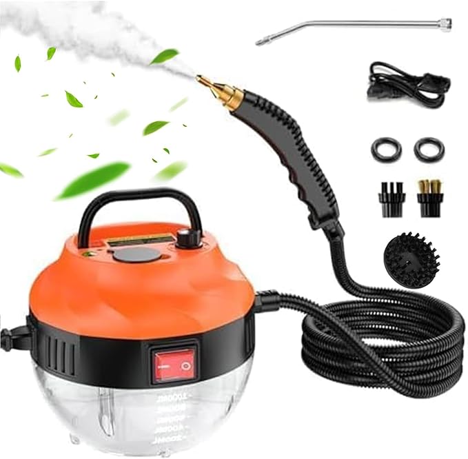 Handheld Steam Cleaner 1500W Portable Steamer with 3 Brushes &amp 6 Adjustable Gears for Deep Cleaning