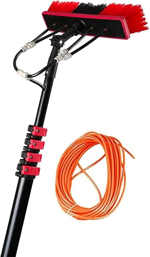 Telescopic Window Cleaner Window Cleaning Poles Water Fed Pole Kit Outdoor Window/Solar Panel Cleaner Water Fed Brush Extendable Solar Panel Washing(18FT/5.4M)