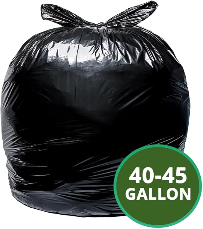 TYPLASTICS 40-45 Gallon Trash Bags Can Liners Heavy Duty 40x46 1.5 Mil Black 100 Count Lawn and Leaf Bags