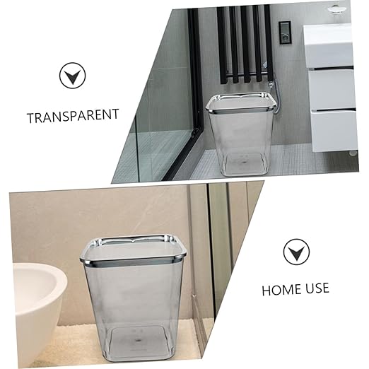 Large Transparent Plastic Trash Can for Bathroom Bedroom Home Thickened PP Wastebasket Without Lid Practical and Clean Household Garbage Container