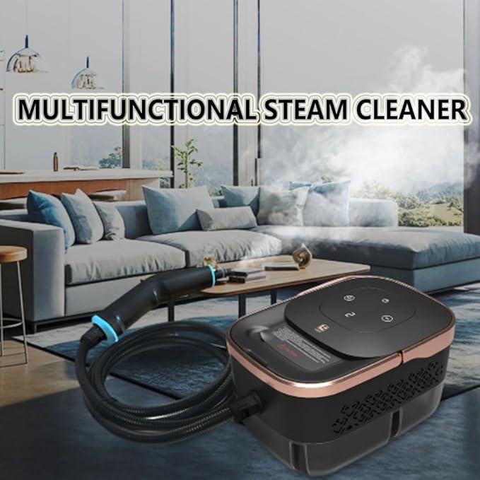 2500W Handheld Steam Cleaner 1250ML Portable Steam Cleaner 4Bar 6 Gears Adjustment 15S Preheatingfor Upholstery Bathroom Grout and Tiles Car Detailing White and Black