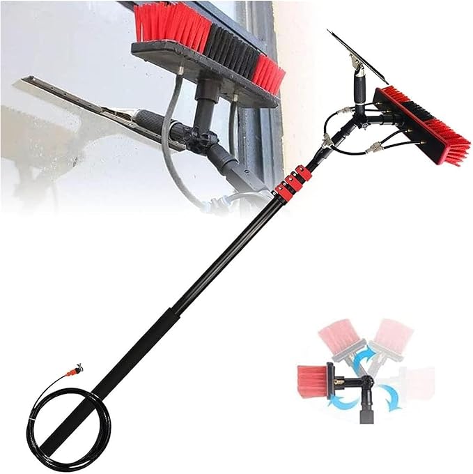 Glass Cleaning Brush Home Water Fed Telescopic Pole Kit Solar Panel Brush Rotating for Photovoltaic Panel3.6-11M Rod/35cm Brush Window Cleaning Pole Water Fed Telescopic Brush Window Cleane