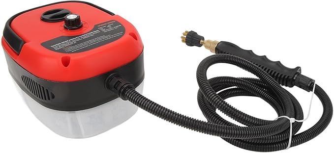 Portable Handheld Steam CleanerHigh Temperature High Pressure Steam Cleaner with Brush HeadsABS Portable Car Steamer Durable and Reliable for Kitchen Furniture Bathroom Car (Red)