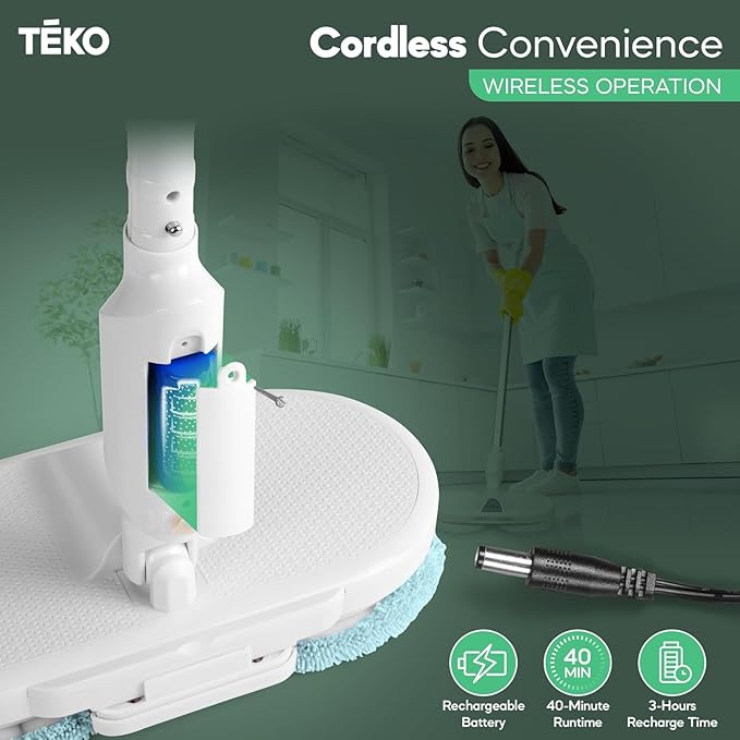 TEKO Electric Mop | As Seen on TV Power Mop | Hardwood Floor Mop with Baseboard Cleaner Attachment | Floor Mops with Washable Pads Included (Red)