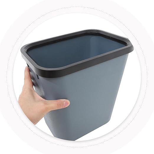 VICASKY Small Fire-Resistant Plastic Trash Can 8L Thickened Square Wastebasket for Home Office and Hotel Use Light Gray Compact Bin for Desk and Room Organization