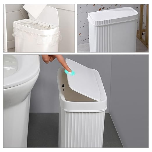 Trash Can with Lid Large Capacity Plastic Household Garbage Container for Bedroom Bathroom Office Wastebasket