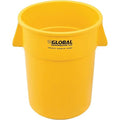 Global Industrial Commercial Round Trash Can 55 Gallon Capacity Plastic Garbage Can Indoor and Outdoor Utility Trash Can Yellow 26-1/4W x 33-1/8H No Lid
