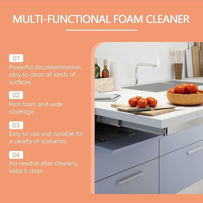 Multi-Purpose Foam Cleaner Powerful Stain &amp Grease Remover For Home Surfaces Safe &amp Long-Lasting(3PCS)
