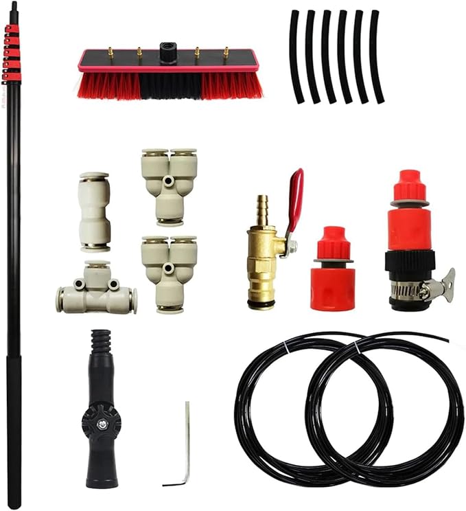 Water Fed Telescopic Brush Kit 3.6-10.8m Window Cleaning Pole &amp Photovoltaic Panel Cleaner High Reach Wash Tool with Cleaning Cloth for Effortless Window Cleaning