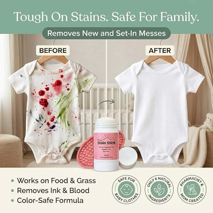 Mary’s Non Toxic Stain Remover Stain Stick with Scrub Base Natural Refillable Laundry Stain Remover Baby Stain Remover Works on Blood Grass Food Ink &amp Markers
