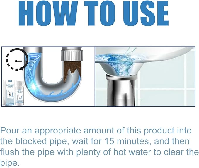 Pipe Dissolving Powder - Unclog Kitchen Bathroom &amp Toilet Drains Remove Grease Hair &amp Odors Fast Acting Drain Cleaner(1PCS)