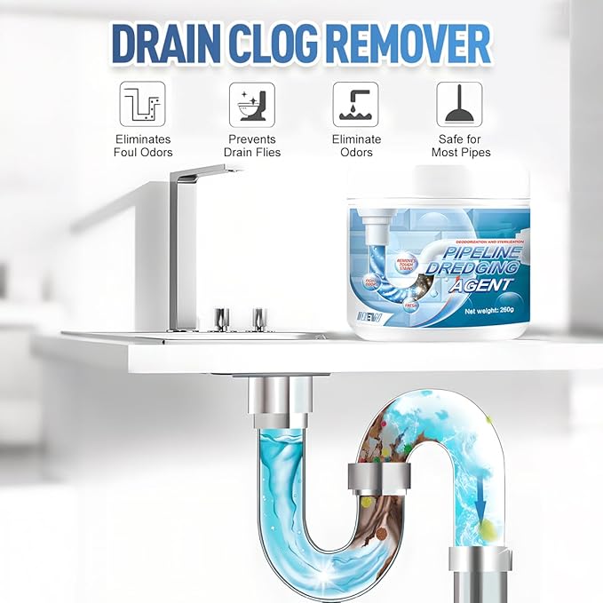 Powerful Pipe Dredging Agent 2026 Upgrade Sink Drain Cleaner Shower Drain Clog Remover Bathroom Shower Pipeline Dredging Agent Fast Acting Toilet Unclogger for Kitchen Bathroom (3PCS)