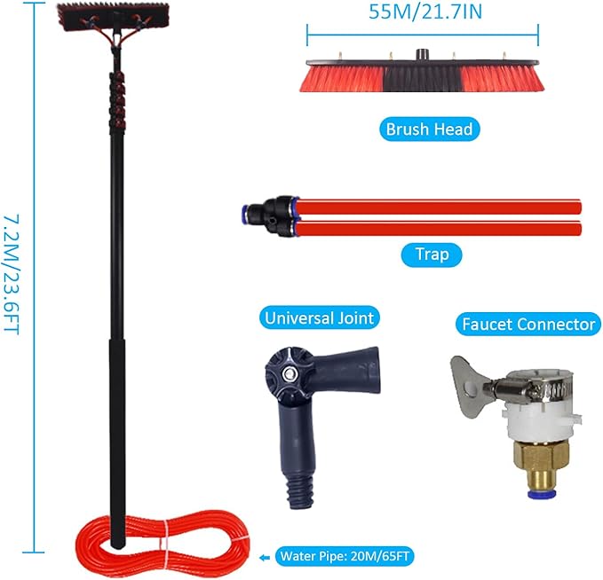 Telescopic Window CleanerWater fed Window Cleaning PoleSolar Panel kit Window Cleaner ToolRoof Cleaning Equipment and Cleaning photovoltaic