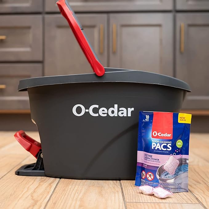 O-Cedar EasyWring Microfiber Spin Mop &amp Bucket Floor Cleaning System + 2 Extra Mop Head Replacements with Lavender Pac (Variety Pack)