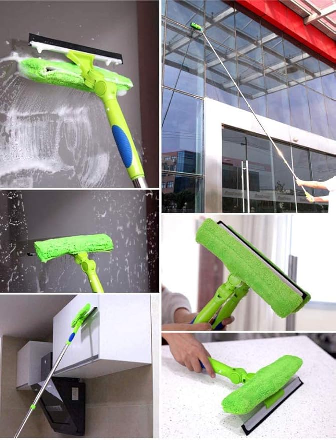 Telescopic Window Cleaner 2.9m/3.9m Cleaning Kit with Extension Pole High Altitude Glass Cleaning Microfiber Feather Duster/3.9m (3.9m)